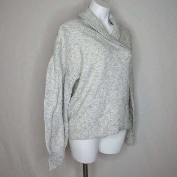 Madewell Light Gray Heather VINSON Shawl Collar Sweater Women's L Large - Picture 4 of 8